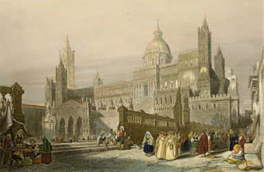 Die Kathedrale von Palermo, Sizilien, graviert von John Le Keux, ca. 1840